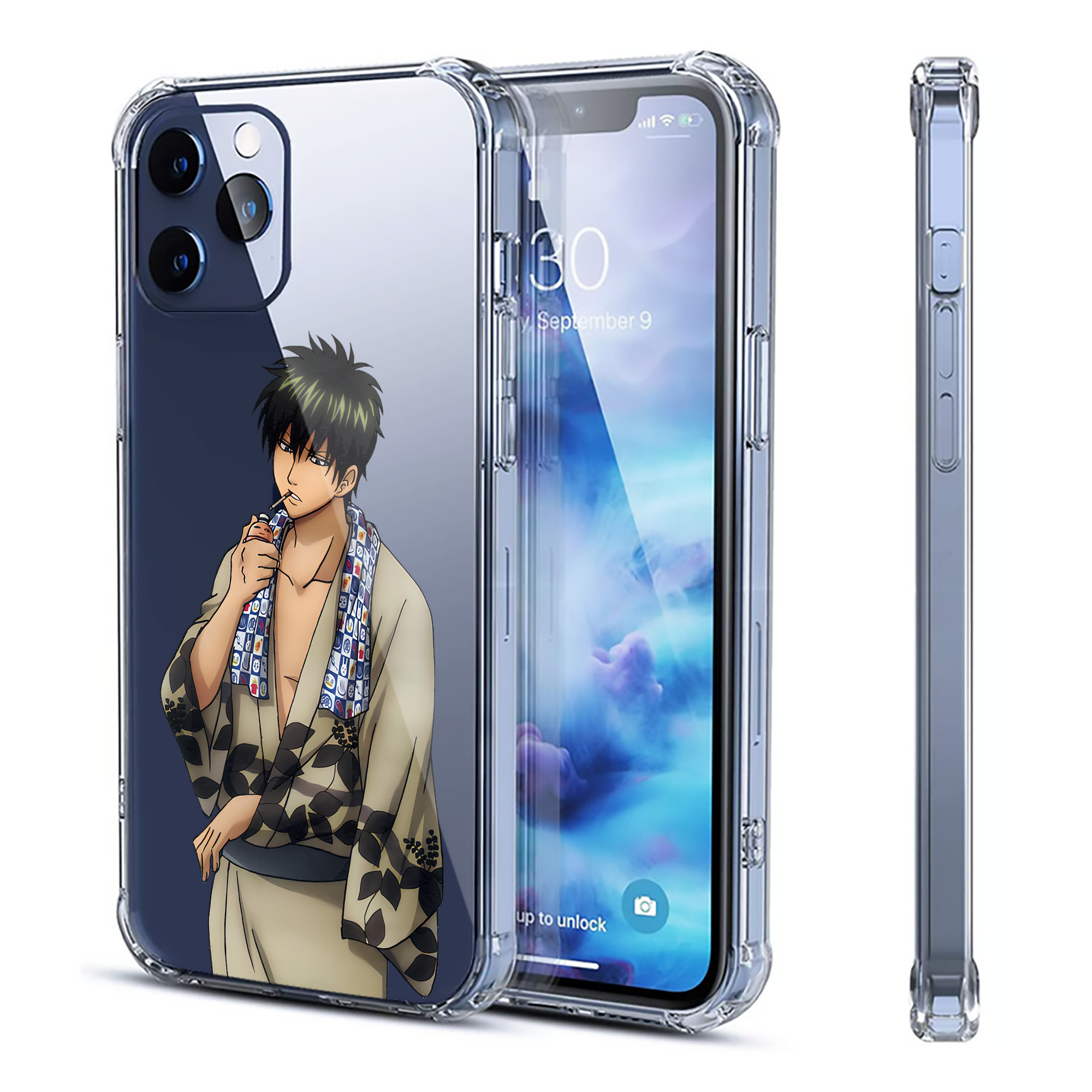 （画像用） ぎんたま 坂田銀時（さかたぎんとき） 神楽 志村新八（しむら しんぱち） GINTAMA Sakata Gintoki Kagura Shimura Shinpachi 【iPhone 12シリーズ対応】透明スマホケース（クリアソフトケース）